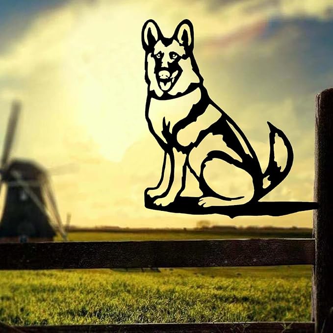 Metal Garden Dog Statue Ornament Gift Metal Art Dog Silhouette Decoration Steel Dogs Statue Decorative Garden Stakes for Yard, Lawn, Patio, Pathway(German Shepherd)