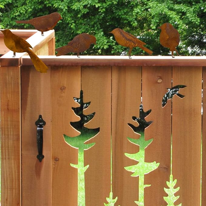 Rusty Bird Silhouette with Rusty Patina Birds Decoration Lifelike Metal Birds Garden Ornaments Silhouette Simulation Bird Figurine Rustic Outdoor Patio Yard Adornment (Silhouette)