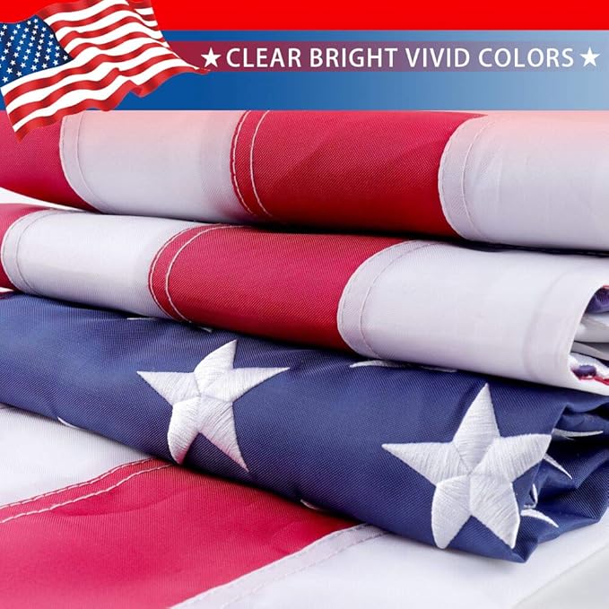 American Flag 3x5 ft - Embroidered Stars,Sewn Stripes, Durable Nylon,UV Protected,Brass Grommets,Perfect for Outdoor/Outside Use Heavy Duty US USA Flags
