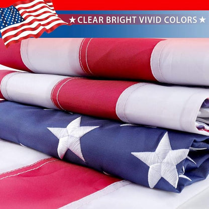 American Flag 3x5 ft - Embroidered Stars,Sewn Stripes, Durable Nylon,UV Protected,Brass Grommets,Perfect for Outdoor/Outside Use Heavy Duty US USA Flags