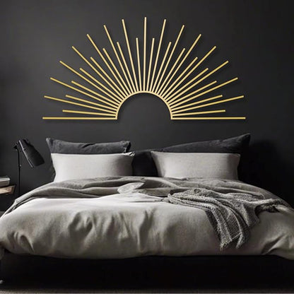 Yemwot Sun Metal Wall Decor, Metal Sun Wall Decor Outdoor, Sunrise Art, Minimalist Line Art, Boho Sign, Living Room, Bedroom or Outdoor Hangings (White, 39"x 19"| 100x50cm)