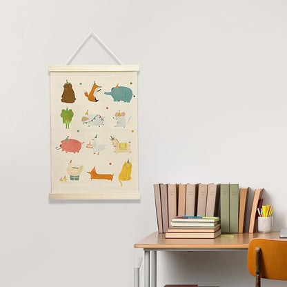 NQDWX Party Animals Hanging Flag - Fun Toddler Wall Decor, 12x17 Inch Colorful Nursery Banner, Cute Animal Party Theme for Kids Room, Gift for Birthday & Playroom. (155)
