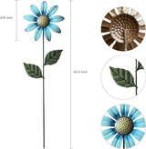HUTHDAK Metal Flowers for Outside,5 Pack 16.15" Decorative Garden Stakes with Swaying Flowers Head Yard Art,Spring Garden Decor for Lawn, Pathway & Yard