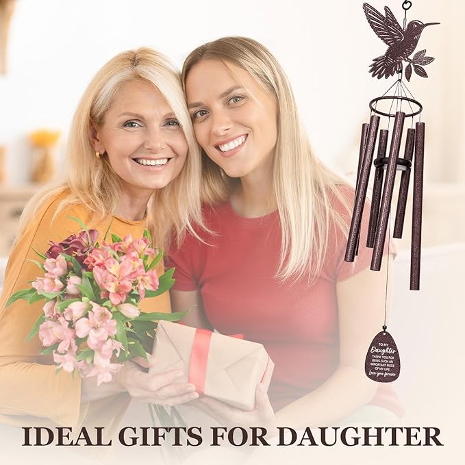 SteadStyle Mother's Day Daughter Gifts from Mom Dad, Daughter Gifts Hummingbird Wind Chime for Birthday Graduation, Wedding, Thanksgiving, Christmas Hummingbird Wind Chime 37 in Garden Patios Decor