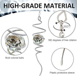Gazing Ball Spiral Tail, Wind Spinners Stabilizer with Swivel Hook & Clear Crystal Ball, Hanging Suncatcher Decoration, Rainbow Maker Indoor Outdoor Ornaments Creative Decorative Gifts 13"