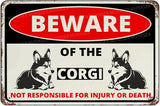 Beware Of The Dog Corgi Sign Aluminum Metal Tin Signs Outdoor Yard Sign Warning Sign For Fence Yard Home Kitchen Farm Garden Wall Decor 8x12 Inch