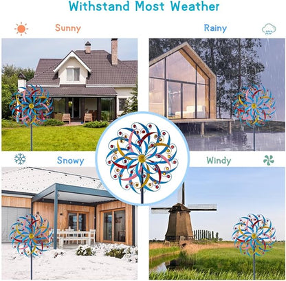 DREAMYSOUL Wind Spinners Outdoor, 20 Inches Dia Extra Large Metal Wind Spinner, Colorful Windmills Kinetic Wind Sculptures and Spinners for Yard Garden Outside Patio Lawn Decor