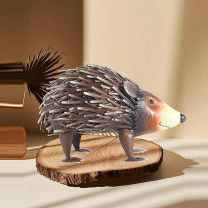 Lifelike Hedgehog Metal Sculpture – Painted Iron Animal Statue for Indoor/Outdoor Garden & Floor Decor, 33cm