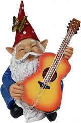 Funny Garden Gnome Statue Solar Hippie Gnomes Decorations Figurine Yard Ornament Gnome Playing Lighted Guitar LED Lawn Patio Porch Decor for Outdoor House Housewarming Gifts for Women