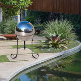 Nerien 8 Inch Gazing Ball, Stainless Steel Garden Mirror Globe, Polished Ornament Sphere, Hollow Floating Reflective Hemisphere, for Home Outdoor Pond Housewarming Swimming Pool Decoration, Silver