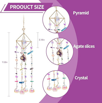 Crystal Suncatcher for Window Hanging Rainbow Boho Sun Catcher Hanging Crystal Decor Garden Outdoor Home Decoration
