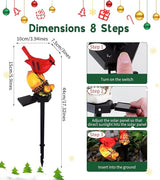 Cardinal Decor Solar Garden Decor Waterproof Red Bird Figurine Solar Stake Lights for Outside Yard, Patio, Lawn, Porch, Cemetery, Grave