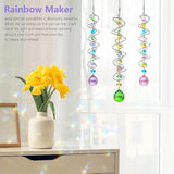 H&D HYALINE & DORA Set of 3 Crystal Sun Catcher for Window Hanging Double-Spiral Gazing Ball Spiral Tail Rainbow Maker Wind Spinners Outdoor for Garden, Patio, Porch, Christmas