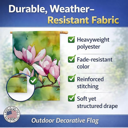 Caroline's Treasures Mississippi Magnolia in Watercolor House Flag Large Porch Sleeve Pole Decorative Outside Yard Banner Artwork Wall Hanging, Polyester, House Size, Multicolor