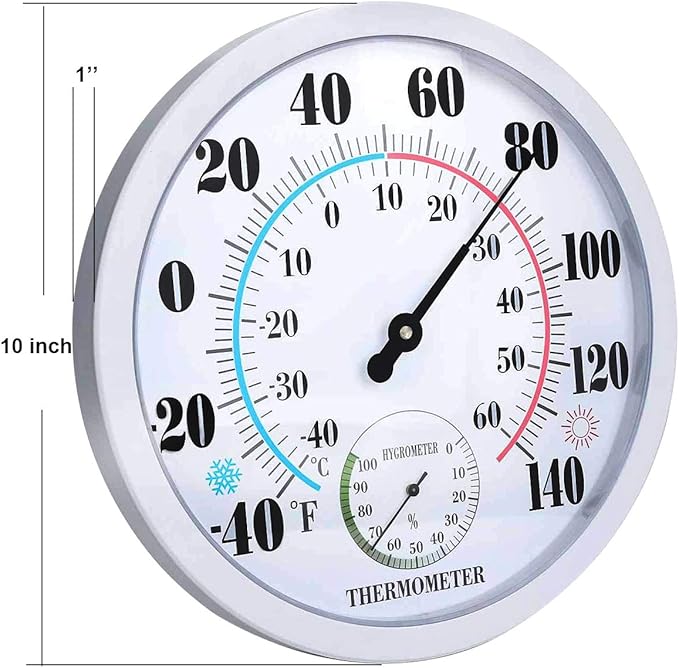 Indoor Outdoor Thermometer Hygrometer - Waterproof Hanging Wall Thermometer Decorative Outdoor Thermometer Large Numbers, No Battery Needed Outdoor Thermometers for Patio