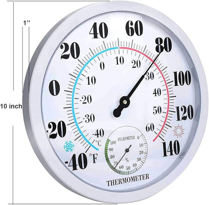 Indoor Outdoor Thermometer Hygrometer - Waterproof Hanging Wall Thermometer Decorative Outdoor Thermometer Large Numbers, No Battery Needed Outdoor Thermometers for Patio