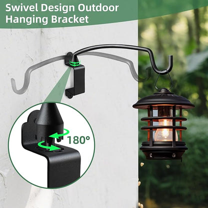Outdoor Plant Hanging Bracket Wall Mount Plant Hanger Decorative Curved Hooks with Ajustable Angles for Bird Feeder, Wind Chimes Metal Black 12.2 Inches 8P
