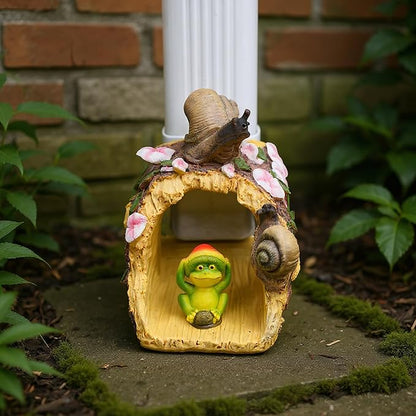 Elenon Snail Decorative Gutter Downspout Extension Statue, Gutter Guardian Rain Downspout Extender, Garden Splash Block Outdoor Sculpture for 3" × 4" Down Spouts Decor