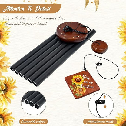 Wind Chimes for Outside, 36“ Sunflower Wind Chime for Friends Bestie Family & Loved One, Christmas Windchime Thank You Gifts with You are My Sunshine Saying
