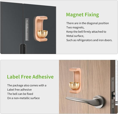 Beech Wood Shopkeepers Wooden Doorbell - Magnetic Wind Chime for Door Opening - Unique Office Ornament and Windchime Decoration for Business Entrance, Travel Trailer Fridge Sticker and Barn Door RV