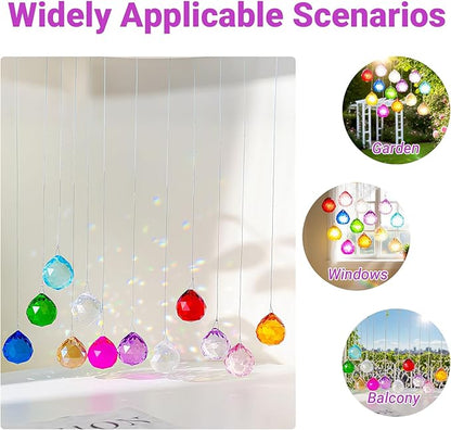 12 Pcs Crystal Ball Prism 30mm, Handmade Multicolor Crystal Suncatchers, Rainbow Makers, Window Ornament, Garden Decoration