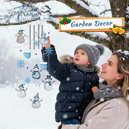 AVEKI Snowman Wind Chimes for Outside, 38'' Metal Christmas Wind Chimes with Double-Sided Painting, Outdoor Decor for Garden, Patio, Yard, Holiday Gifts for Family & Friends (Snowman)