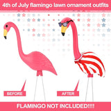 Geelin 2 Set 4th of July Yard Flamingo Outfits 31" Patriotic 250th Anniversary Memorial Day American Flag Outdoor Signs Red White Blue Yard Flamingos Decor, Statue Not Included