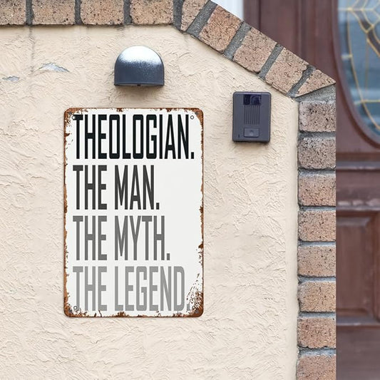 Retro Metal Tin Sign Theologian The Profession Funny Wall Decor for Home,Garden,Patio,Yard,Office,Vintage 8x12 Inches Room Decorations