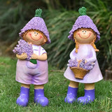 Figurines Spring Decor Garden Decor for Outside Whimsical Boy and Girl Outdoor Decor Resin Lavender Theme Spring Home Decor Indoor for Valentine's Day