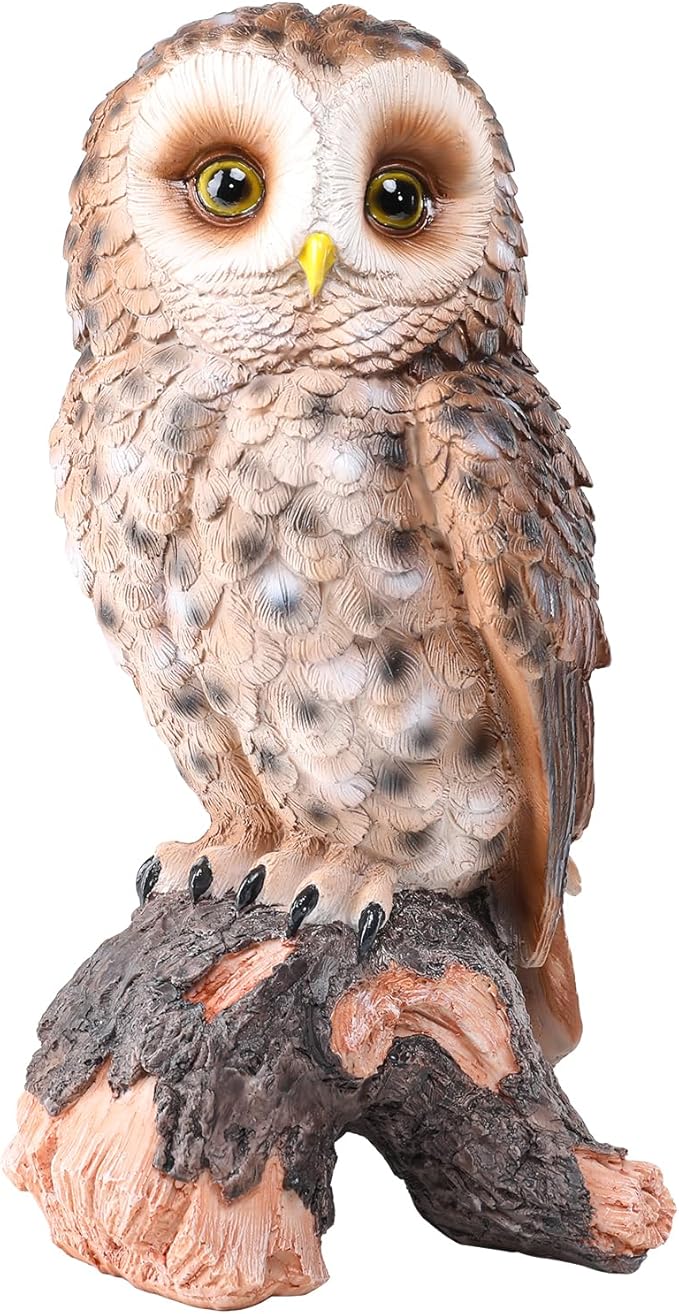 WONDER GARDEN Owl Statue Decor, Outdoor Resin Owl Figurine Sculpture for Home Outside Porch Patio Lawn Yard Decorations or Housewarming Gifts
