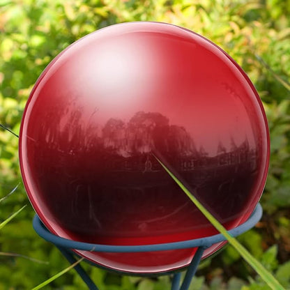 uxcell Gazing Ball 3 Inch 76mm Reflective Sphere Polished Hollow Ball, Stainless Steel Gazing Globe Mirror Ball for Home Garden Outdoor Decoration, Deep Red