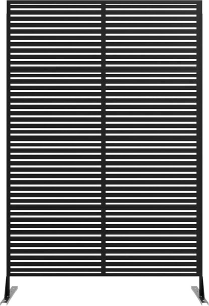 Garveelife Metal Privacy Screen 72" H×47" W for Outdoor Freestanding Decorative Privacy Wall Panels with Stand, Patio Balcony Screens for Outside Divider Deck Porch Garden, 1PC