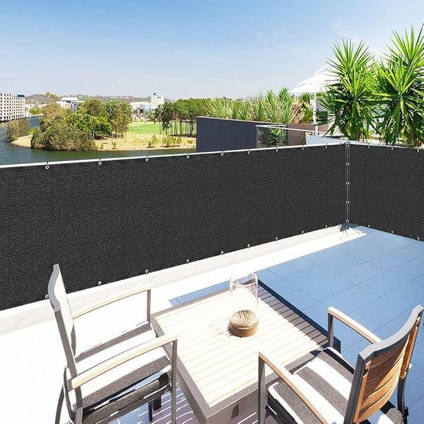 Houssity Black 3' x 54' Balcony Deck Fence Privacy Screen Cover Panel Shade Cloth Fabric for Chain Link Fence Patio Pool Railing Driveway Walkway Porch Playground Dog Kennel Residence Commercial Use