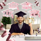Chunful 12 Pack Graduation Yard Signs Grad Decoration 2026 Happy Graduate Lawn Garden Sign with Stake Congrats Outdoor Plastic Cap Hanging Ornament for Class Pathway Walkway Porch Party(Pink White)