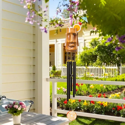 MUMTOP Wind Chimes for Outside Clearance - Garden Wind Chimes with Resin Face Cup Cocktail, 32 Inch Tropical Metal Windchimes for Patio Outdoor Porch Yard Decor Gifts(Orange)