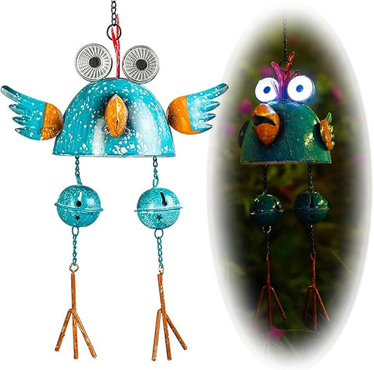 Rooster Solar Wind Chimes for Outside,Funny Chicken Decor for Outdoor Patio Porch or Backyard, Rooster Decor, (Blue)