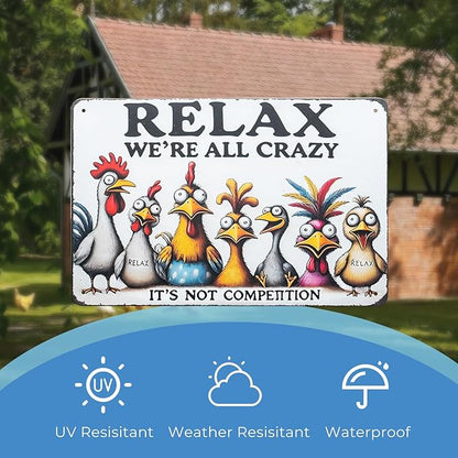 Funny Tin Signs Chicken Coop Decor Outdoor Vintage Rooster Gifts Yard-signs Decorative Signage For Farm and Garden 8×12 inches (K)