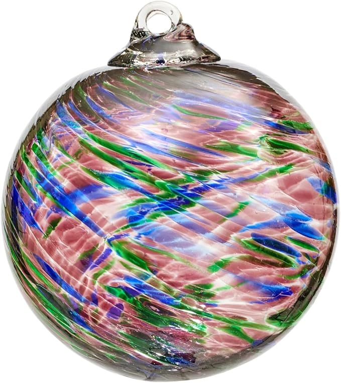 4”Christmas Balls, Gazing Balls Hanging Witch Balls, Hand-Blown Glass Ball Christmas Ornament for Window Outdoor Home Decor, Christmas Tree Decoration, Gifts for Women (Purple
