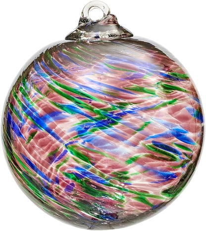 4”Christmas Balls, Gazing Balls Hanging Witch Balls, Hand-Blown Glass Ball Christmas Ornament for Window Outdoor Home Decor, Christmas Tree Decoration, Gifts for Women (Purple