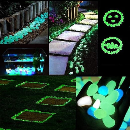 2.4Lbs 550 Pcs Glow in The Dark Garden Pebbles, Gardening Luminous Glow Stones Outdoor Decor Glowing Water Fish Tank Gravel (Green)