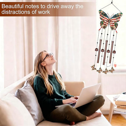 Gifts for Mom, Wind Chimes for Outside Perfect for Outdoor Gardens Patios Home Decor, Features Melodious Tones Create a Zen Atmosphere, Retirement Gifts for Women Men(Colorful Butterfly)