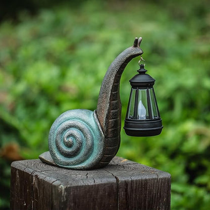 Solar Snail Garden Lights Outdoor Decor (3.15" W x 4.92" L x 8.27" H), Solar Powered Figurine for Patio Lawn Yard Porch, Indoor Decoration, Unique Gift for Mom Grandma Women