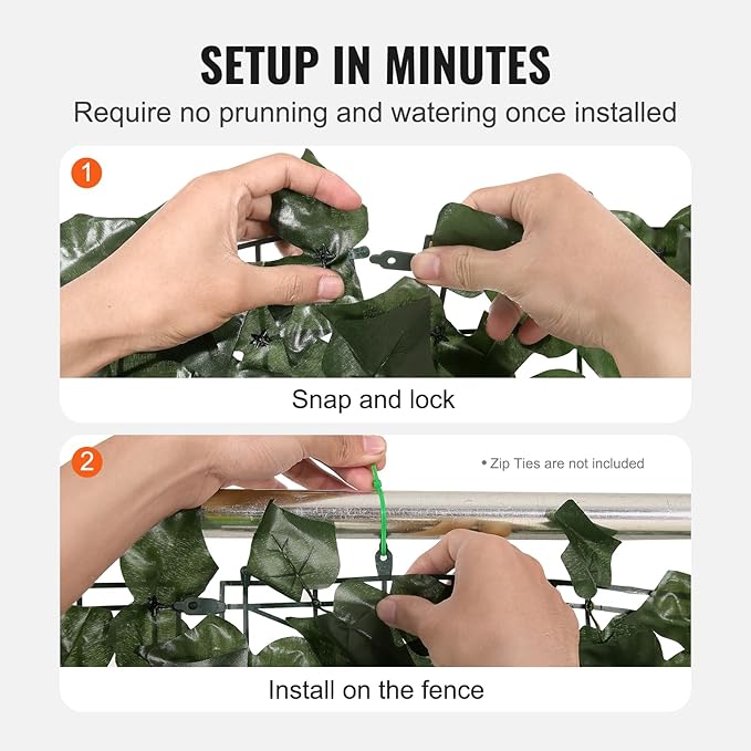 VEVOR Artificial Ivy Privacy Fence Screen, 39 x 98 in Faux Ivy Vine Leaf Hedges Fence, Greenery Privacy Fence with Strengthened Joint, Green Wall Decoration for Outdoor Garden, Yard, Balcony