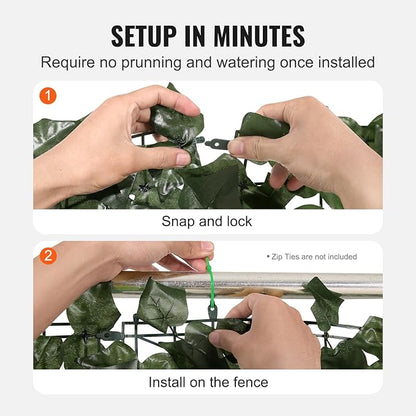 VEVOR Artificial Ivy Privacy Fence Screen, 96 x 72 in Faux Ivy Vine Leaf Hedges Fence, Greenery Privacy Fence with Strengthened Joint, Green Wall Decoration for Outdoor Garden, Yard, Balcony