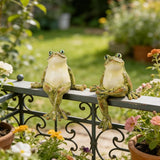 Braxio Frog Statue Outdoor Garden Decor - 2-Pack Sitting Frog Sculptures for Patio, Yard, Plant Pot, Cute Cartoon Frog Figurines Home Decor Gift, Resin Art Ornament 4.2 x 4.5 x 5.2 Inches