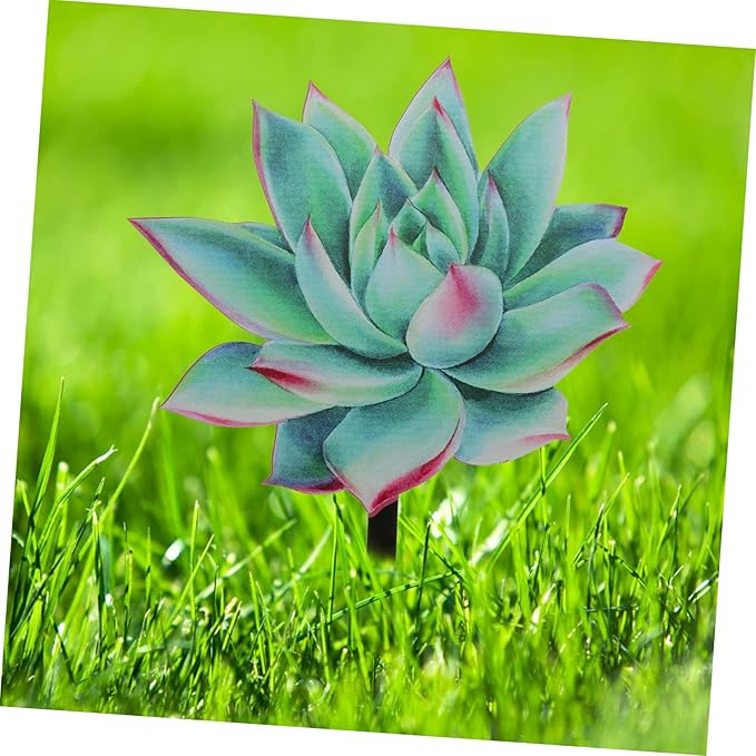 VICASKY Outdoor Acrylic Succulent Garden Stake Lifelike Plant Decor for Pathway and Courtyard Compact Decoration for Spring Vibrant Garden Ornament