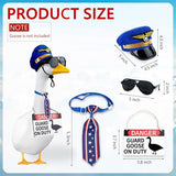 CAMDUCK 4 Pcs Porch Goose Accessories Porch Goose Sign Air Force Hat Eyeglasses Necktie Wooden Danger Guard Goose on Duty Warning Sign Goose Outfits Decor for Yard Porch Lawn