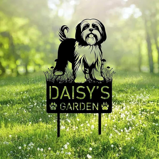 Custom Lhasa Apso Dog Metal Memorial Garden Stake Personalized Pet Grave Marker Name Sign Remembrance Stake Decor Sympathy Dog Loss,Outdoor Statues for Yard Garden Lawn Patio Pathway Grave.