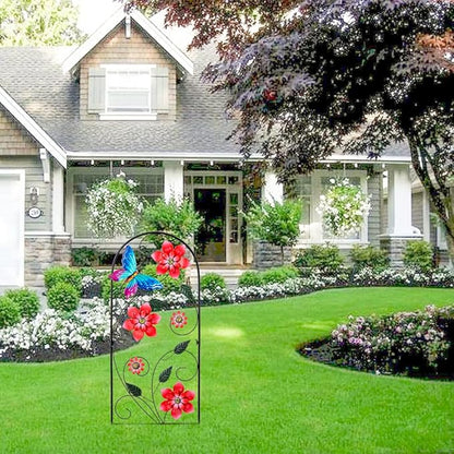 YEAHOME 33 Inch Decorative Garden Stakes, Outdoor Garden Decor Metal Flower Butterflies Spring Gardening Decor Art Yard Signs, Outdoor Decorations for Patio Outside Yard Lawn