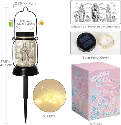 kyoryuger Virgin Mary Religious Gifts for Women/Men Virgin Mary Praying Solar Lantern Mom Birthday, Mothers Day, Religious Solar Garden Decoration Outside for Yard, Patio,Backyard,Porch, Torches